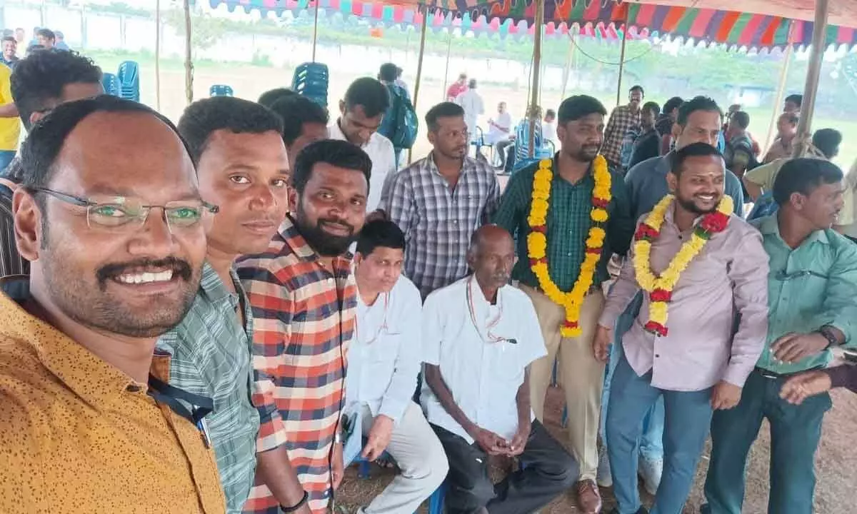 Newly elected Indian Navy Civil Employees Union executive committee members in Visakhapatnam on Sunday