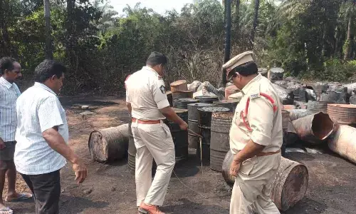 Smoke billowing from the palm oil plantation near Veldurthi village on Tuesday