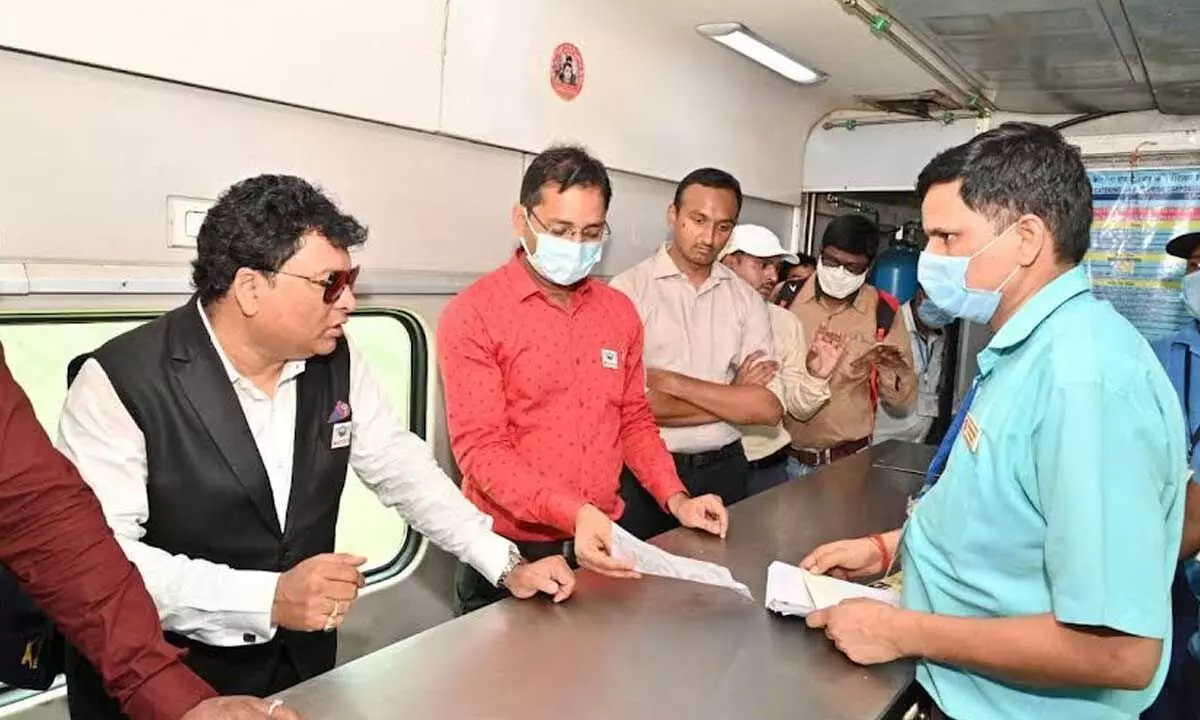 DRM onboard Prashanti express during his surprise ticket inspection cum counselling drive