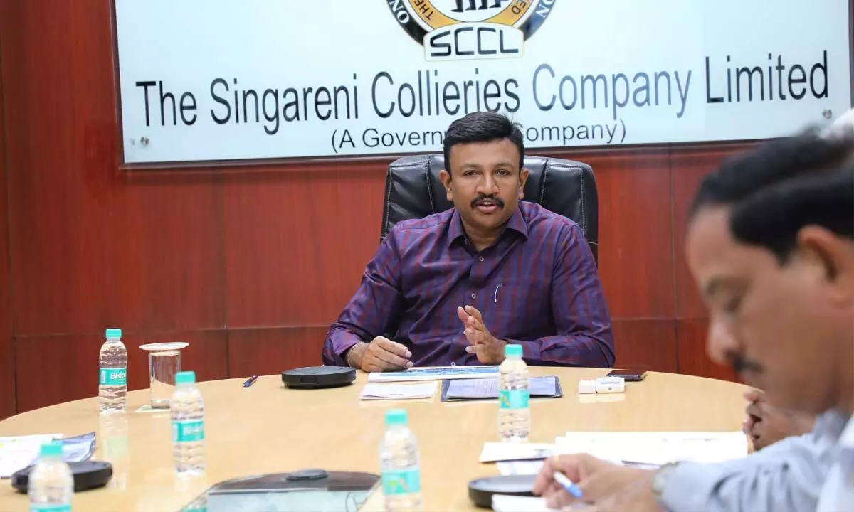 SCCL CMD  Sridhar at a review  meeting with the Directors  in Hyderabad   on Wednesday
