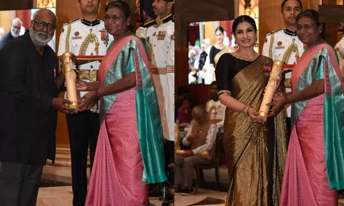 MM Keeravani, Raveena Tandon And Other Eminent Personalities Of India Conferred ‘Padma Awards’ By President Droupadi Murmu
