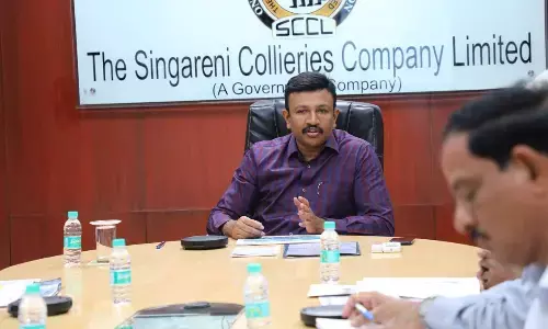 SCCL CMD  Sridhar at a review  meeting with the Directors  in Hyderabad   on Wednesday
