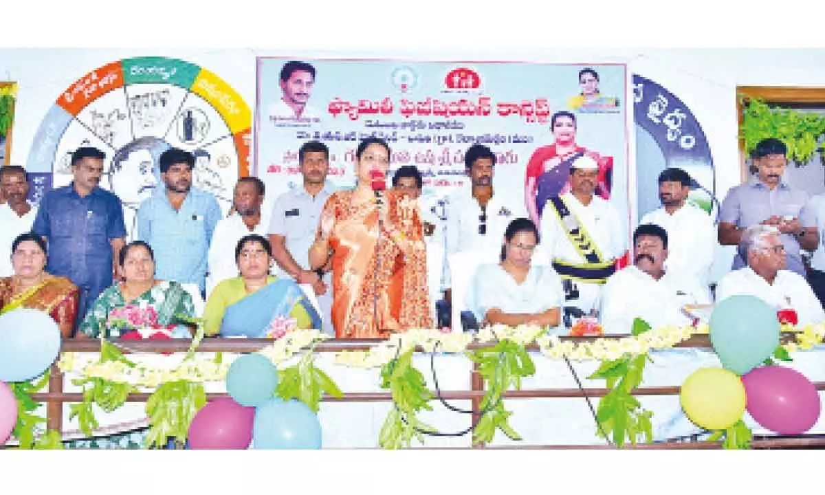 Minister for Women and Child Welfare Usha Sri Charan speaking  to media after the inauguration of ‘Family Doctor’ concept  scheme at Chapiri village in Anantapur district on Thursday