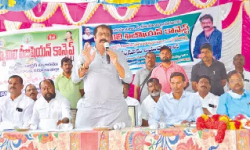 Minister for Labour Gummanur Jayaram addressing the gathering after launching of the ‘Family Doctor’ system at P Kota Konda village in Kurnool on Thursday