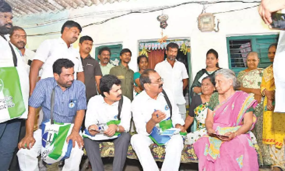 Jagananne Maa Bhavishyathu: MP, MLA take up door-to-door   campaign in Korlagunta