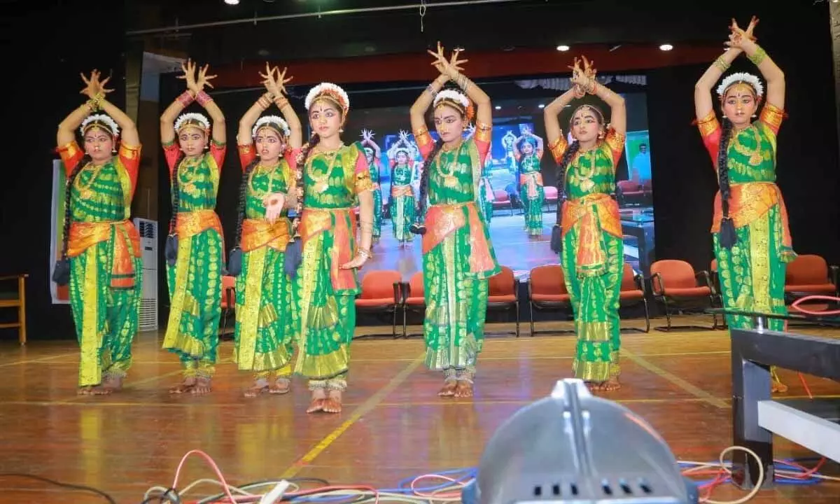 A colourful dance programme held at Telugu Sahithi Brahmotsavalu in Tirupati on Sunday