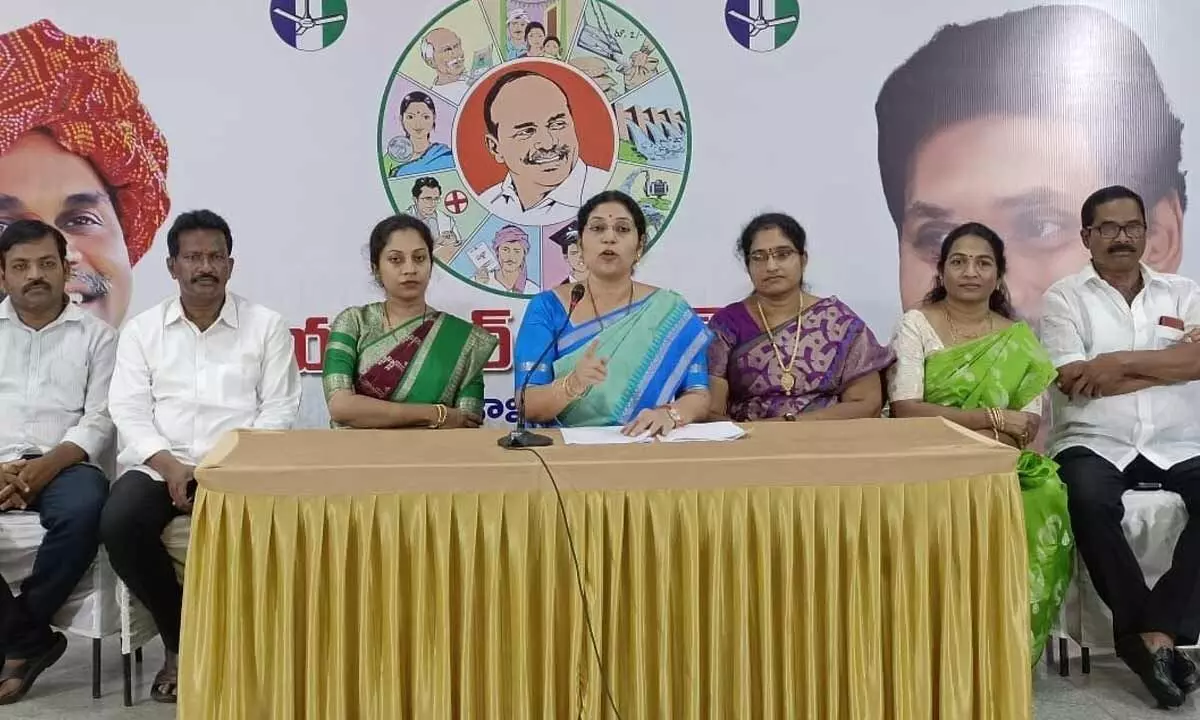 MLC Varudhu Kalyani addressing the media in Visakhapatnam on Sunday