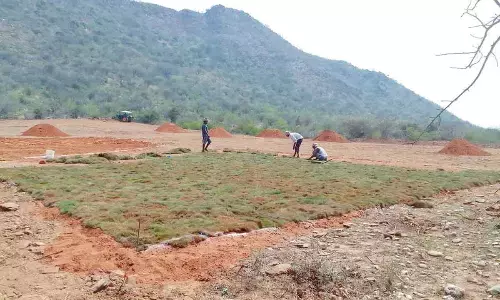 Works on the way at Nallamala Adventure Park at Ganapati Check Post near Pedda Dornala