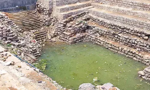 A view of the ancient stepwell at Chenna Reddy Colony in Tirupati