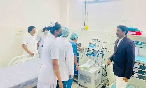 VIMS Director K Rambabu examining the infrastructure facilitated to treat Covid patients at the hospital premises in Visakhapatnam