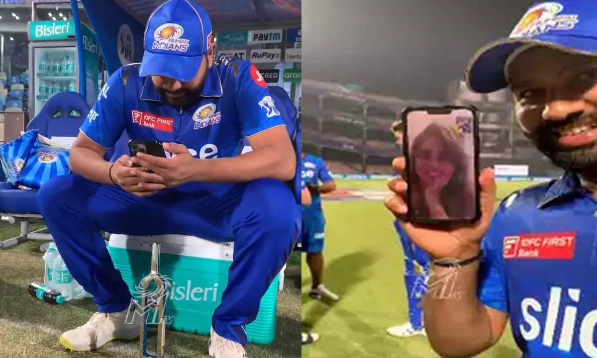 Rohit Sharma Sharing His Happiness With Wife Ritika After Winning The First Match Of The Season