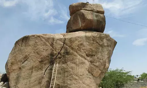 Sweltering summer heat splits huge rock
