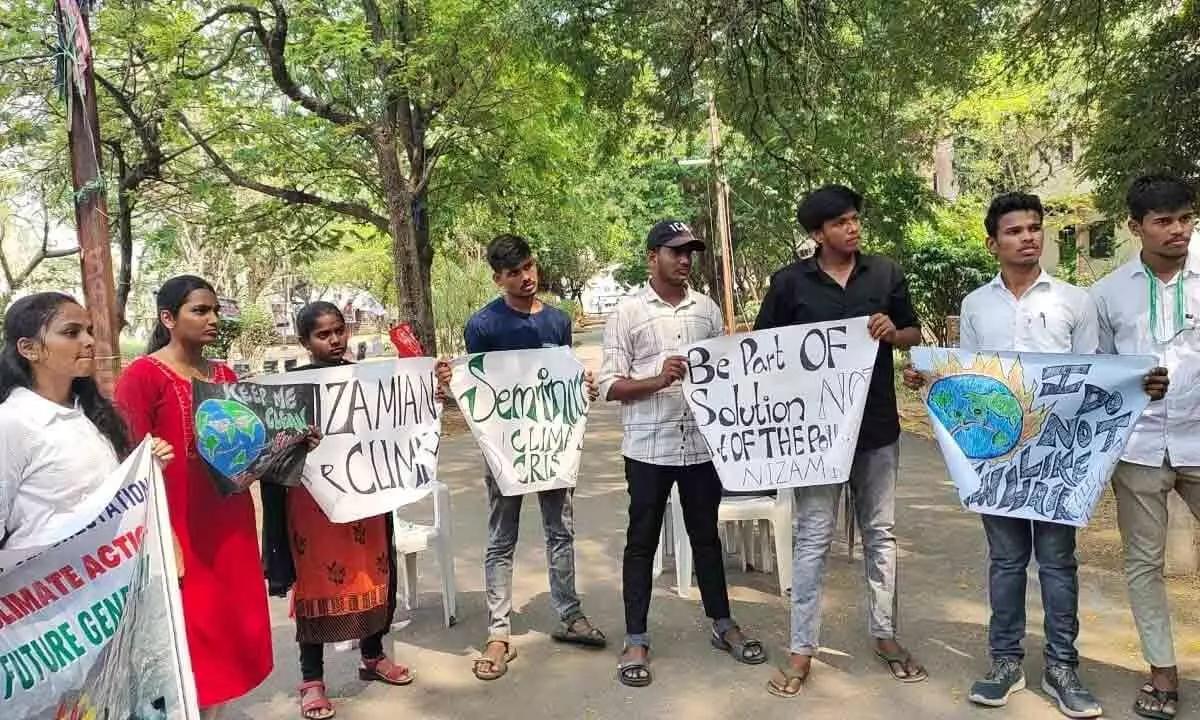 Nizam College students stage protest to stave off Joshimath-like situation