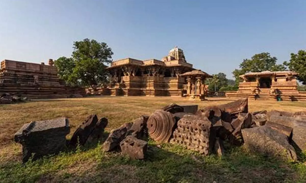 Ruins of Ramapa Kakatiya temple, declared as world heritage site by UNESCO.