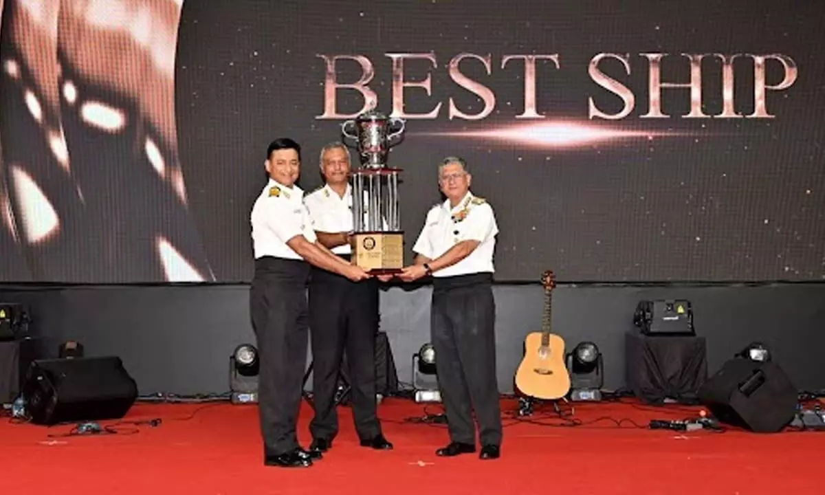 Visakhapatnam: INS Sahyadri and INS Kadmatt awarded best ships of the Eastern Fleet trophies