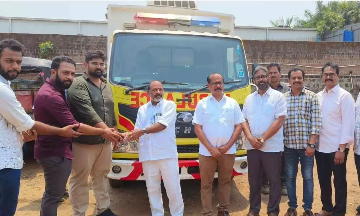 VVC and VVR Trust handed over an ambulance vehicle  to a new medical college on Friday on the occasion of death anniversary of  Vankayalapati Veeraiah Chowdary in Khammam on Friday