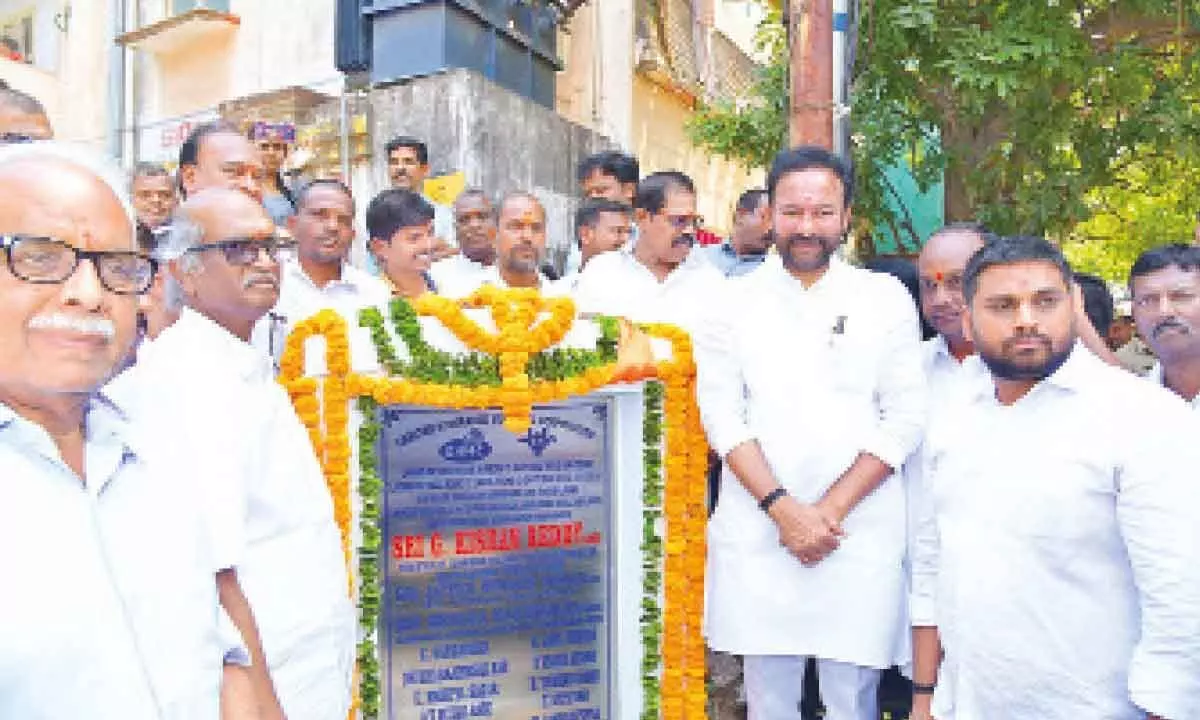 Union Minister of Tourism, Culture and Development of North Eastern Region,  G. Kishan Reddy  Laying of Foundation Stone - VDCC Road (GHMC), D.I Water Pipeline (HMWS&SB) At Sharda Nagar Colony, Gudimalkapur Division