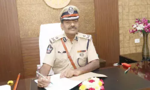 G Pala Raju taking charge as Guntur Range IGP in Guntur on Friday