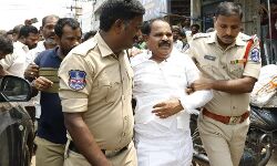 Veerlapalli Shankar who was protesting on Kothur road was arrested Veerlapalli Shankar who was protesting on Kothur road was arrested