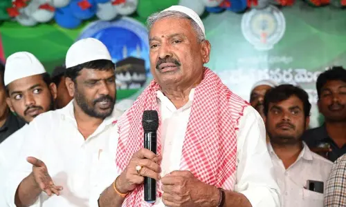 Energy Minister P Ramachandra Reddy addressing at the Iftar party held in Punganur on Sunday