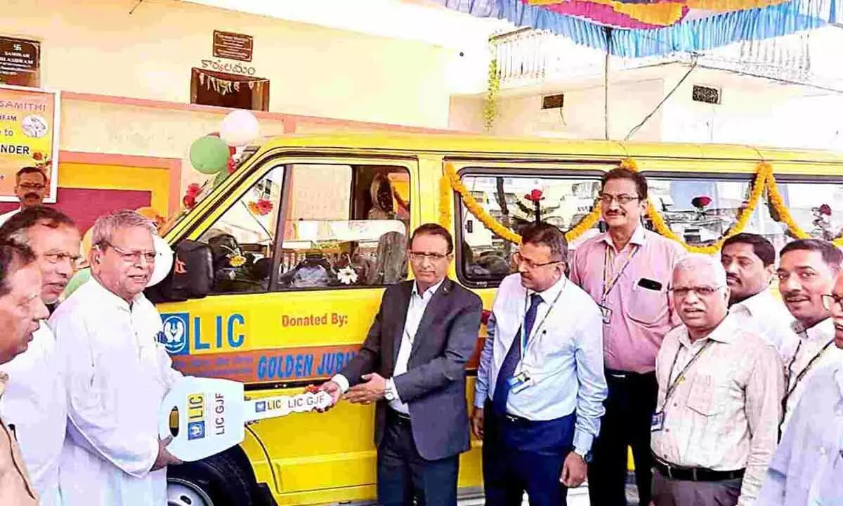 LIC donates school bus to Karunasri Seva Samithi