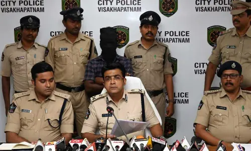 City Police Commissioner CM Trivikram Varma briefing the media in Visakhapatnam on Tuesday