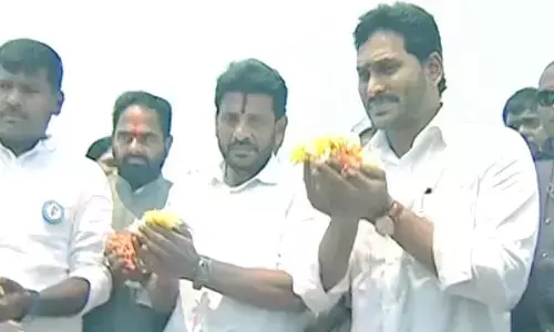 YS Jagan arrives in Srikakulam, performs special pooja  for Gangamma diety