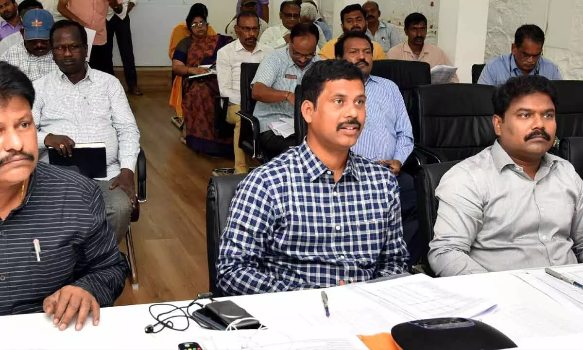 NTR district Collector S Dilli Rao convening a video conference with the officials from the Collectorate in Vijayawada on Wednesday