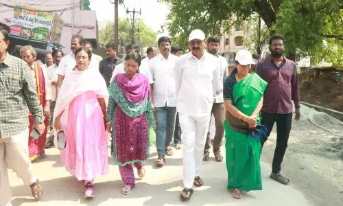 City MLA Bhumana Karunakar Reddy along with Mayor Dr R Sirisha, Municipal Commissioner  D Haritha inspecting the Gangamma temple master plan road in Tirupati on Wednesday
