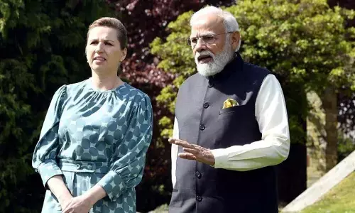 Prime Minister of Denmark Mette Frederiksen and Prime Minister Narendra Modi