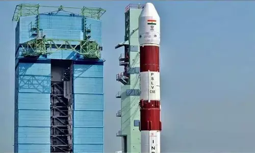 PSLV-C55 satellite launch vehicle from the first launch pad at the Satish Dhawan Space Center in Tirupati