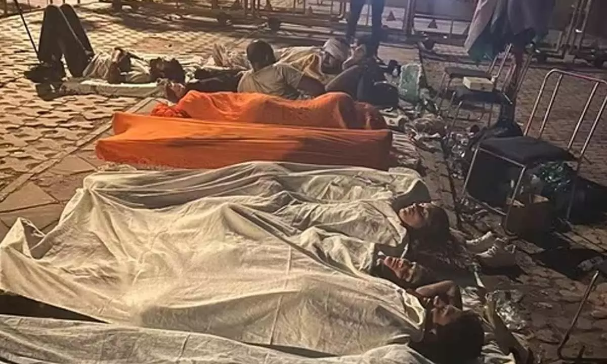 Wrestler Vinesh Phogat posted this picture saying the protesters slept on a footpath at the Jantar Mantar protest site in Delhi.