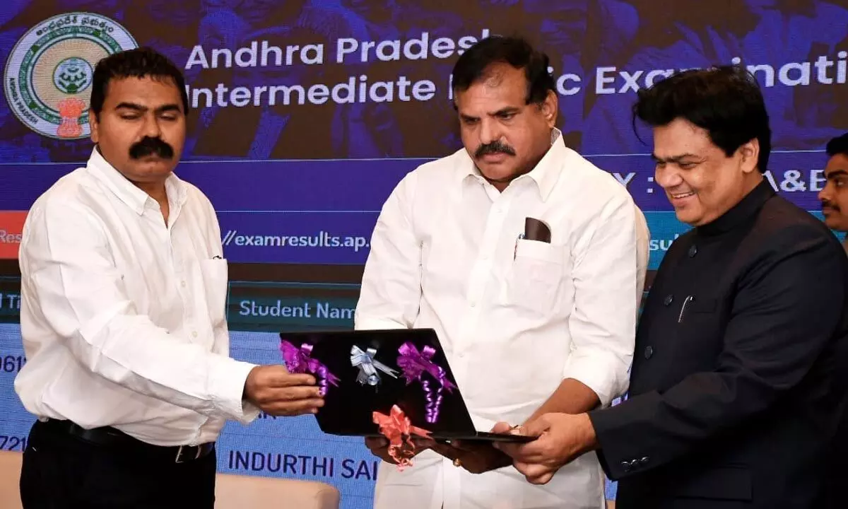 Andhra Pradesh Education Minister Botsa Satyanarayana released the results of intermediate examination on Wednesday.