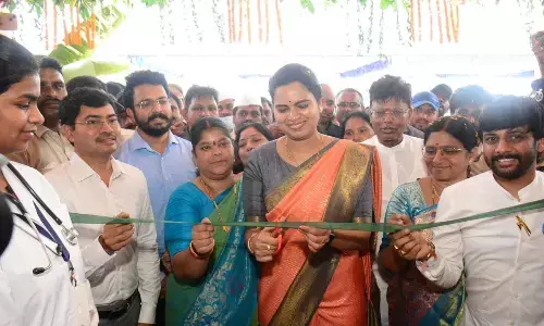 Health Minister Vidadala Rajini inaugurating a health facility in Visakhapatnam on Tuesday