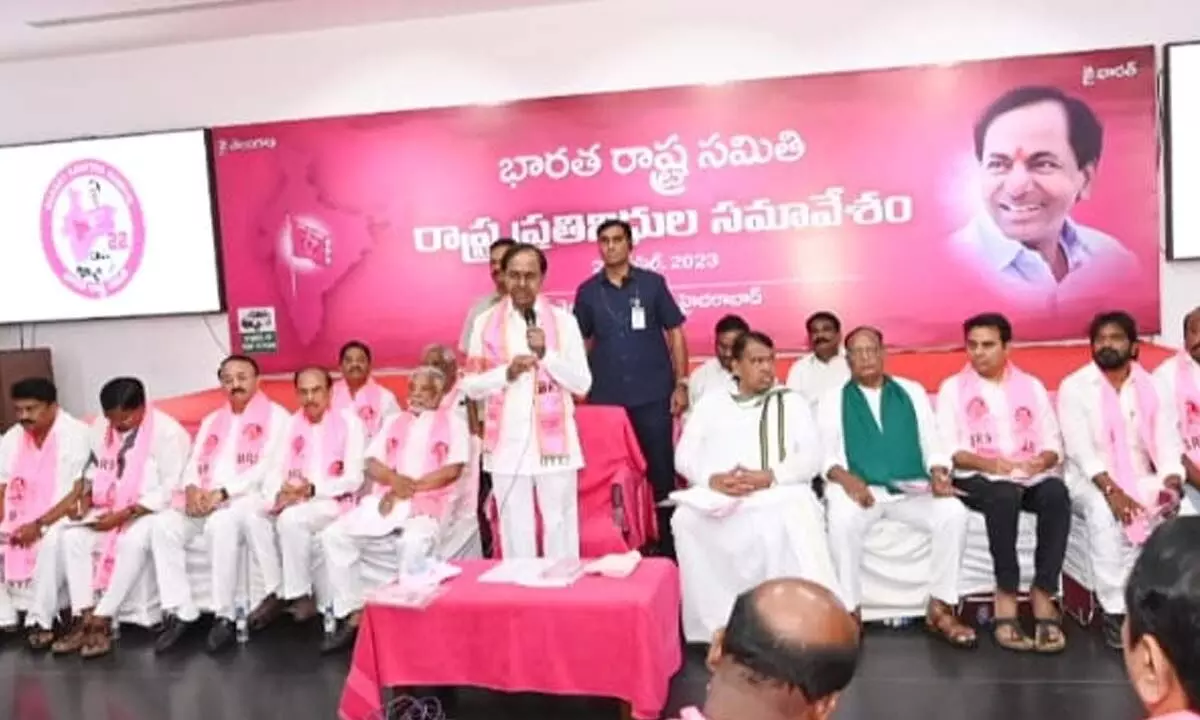 BRS party formation day: KCR holds plenary, denies early elections and approves resolutions