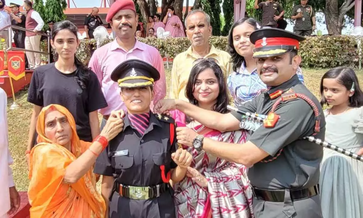 Lt Rekha, wife of late Naik Deepak Singh, was commissioned as an officer in the Army Ordnance Corps in the frontline unit of eastern Ladakh – responsible for providing material and logistical support to the force in the instance of a war – on Saturday