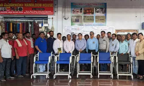 Rotary Midtown Vijayawada donating five wheelchairs for passengers at Vijayawada Railway Station