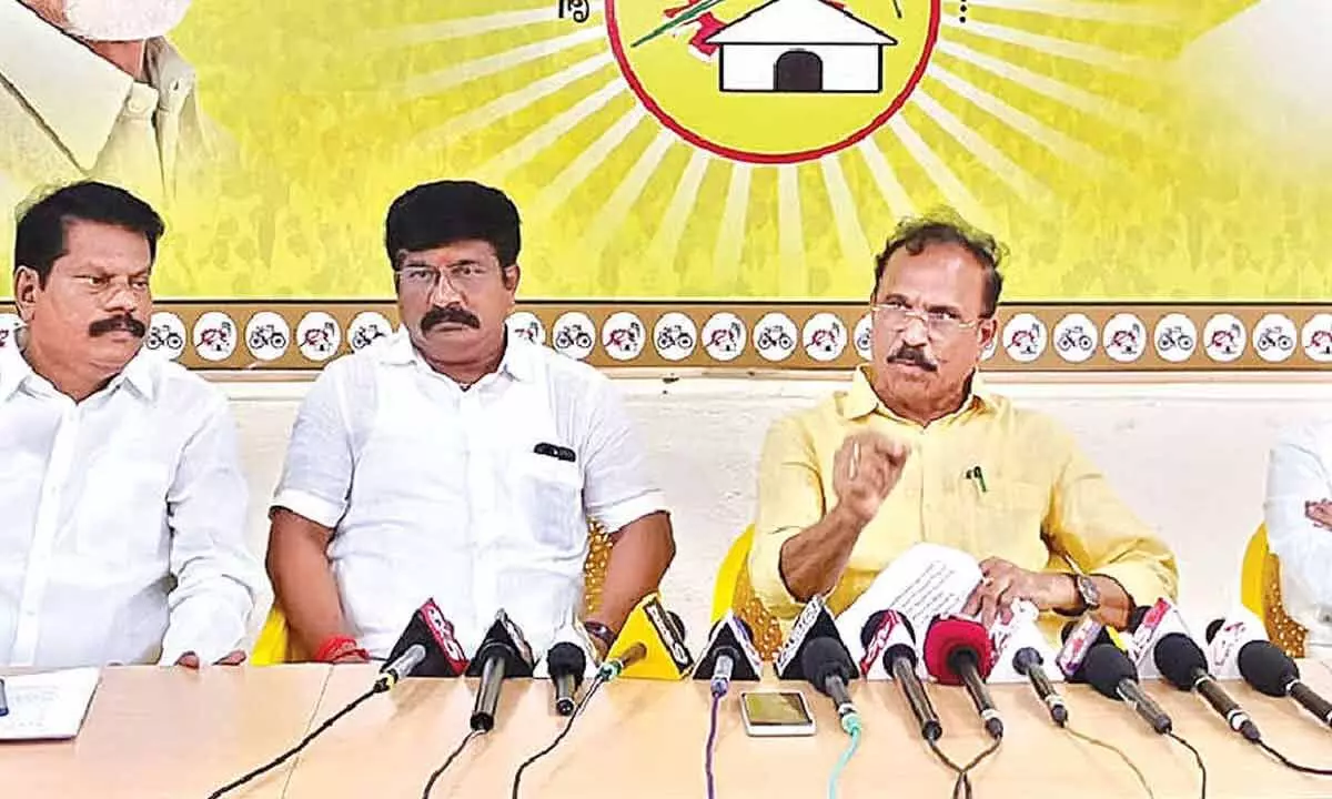 Prakasam district TDP presidnet Dr Nukasani Balaji speaking to media in Ongole on Sunday