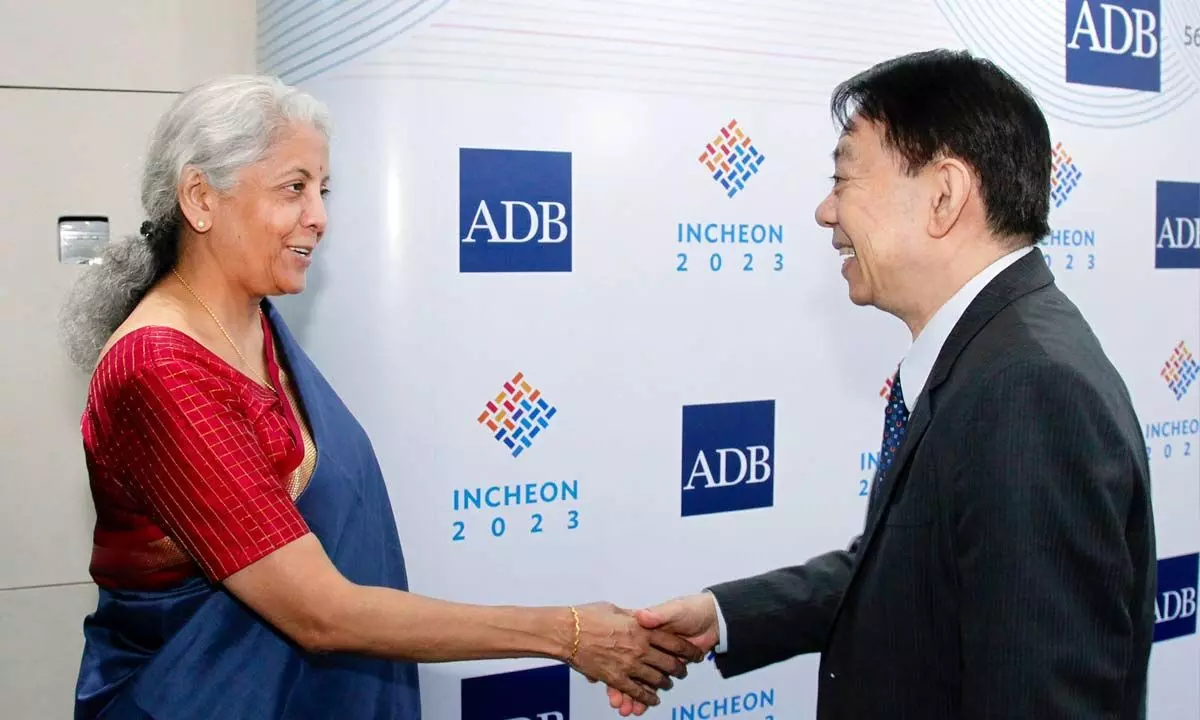 Union Finance Minister Nirmala Sitharaman and ADB president Masatsugu Asakawa