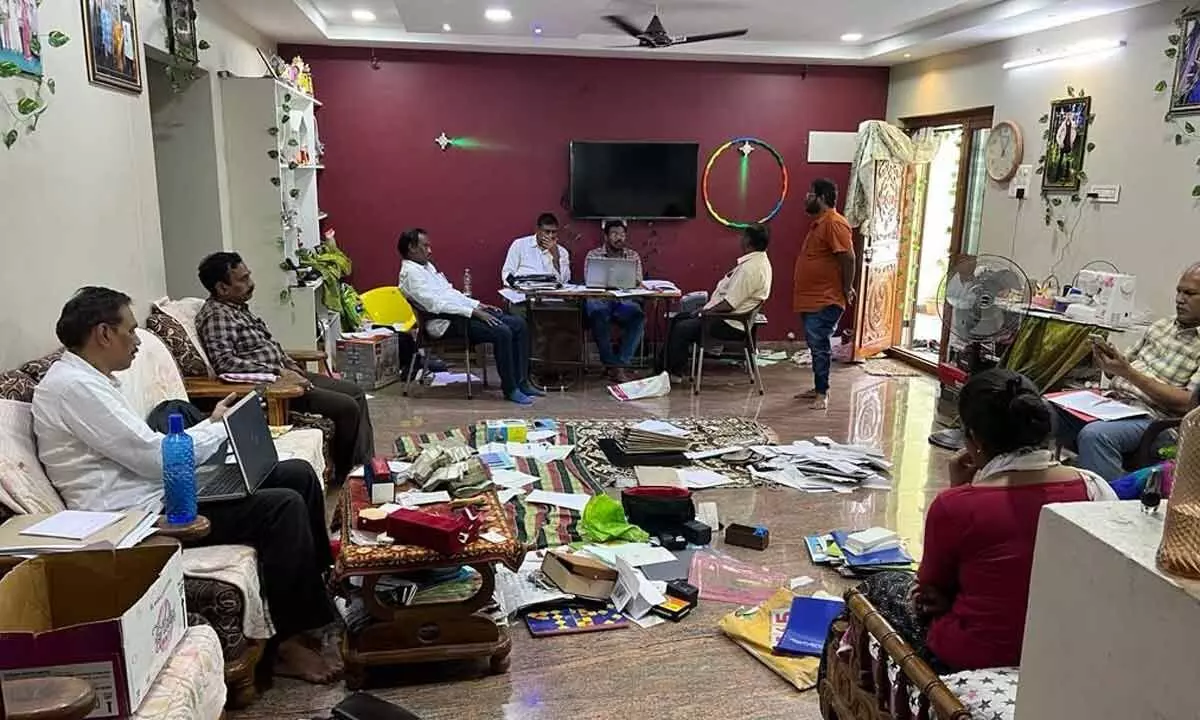 ACB officials conducting searches at the residence of sub-registrar Arja Raghava Rao in  Vijayawada