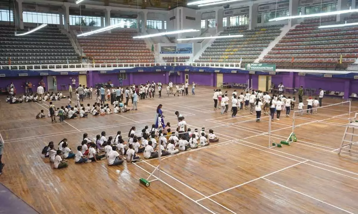 Participants at the summer coaching camp held at Port Stadium in Visakhapatnam