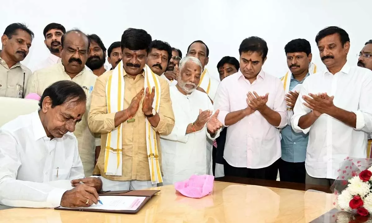 BRS chief and Telangana Chief Minister K Chandrashekar Rao at the inauguration of the party office BRS Bhavan in Vasant Vihar, in New Delhi on Thursday
