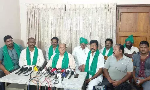 MLA Gorantla Butchaiah Chowdary addressing the media at his residence in Rajamahendravaram on Wednesday