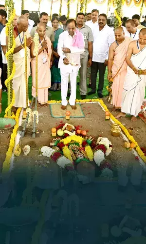 KCR lays foundation stone for Hare Krishna Heritage Tower in Hyderabad