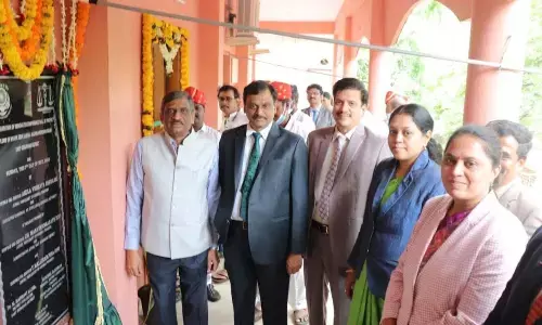 Justice Akula Venkata Sesha Sai, Executive Chairman, AP State Legal Services Authority and High Court Judge inaugurating the Nyaya Seva Sadan meeting hall at the DLSA office on Sunday in Rajamahendravaram. High Court Judges Justice Ch Manavendranath Roy, Justice T Mallikarjuna Rao, District Judge Gandham Sunitha and others are seen