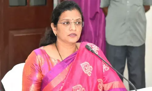 District Collector M Gauthami speaking at the Industrial  and Export Promotion  Board meeting in  Anantapur on Sunday