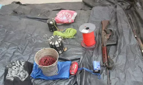 Arms and other materials seized at the encounter spot