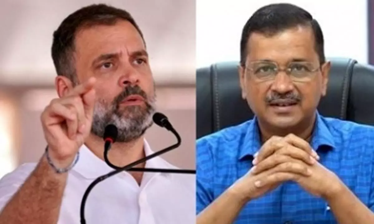 Congress leader Rahul Gandhi and Delhi Chief Minister Arvind Kejriwal