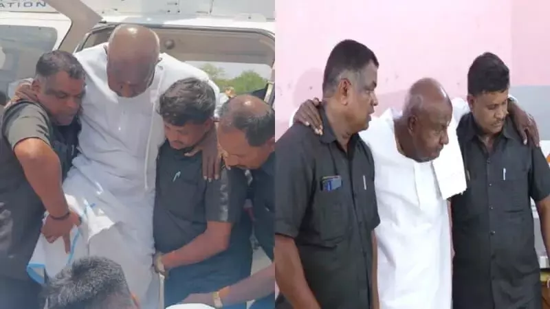 HD Deve Gowda arrived in a helicopter to vote
