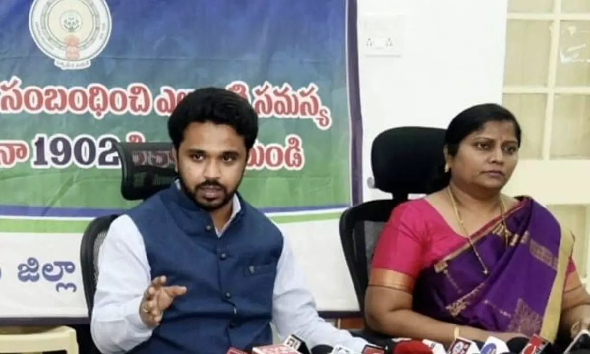 District Collector V Prasanna Venkatesh addressing the media at the Collectorate in Eluru on Wednesday